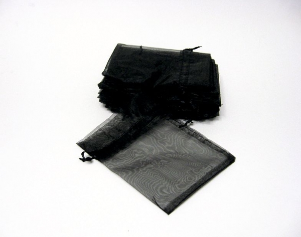 Organza Säckchen Schwarz mit Zugband 12x10 cm